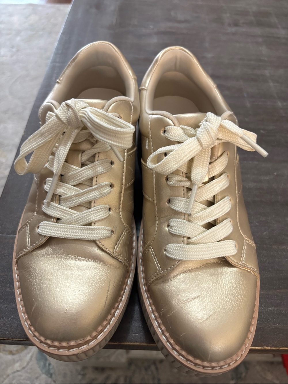 Dolce Vita Metallic Gold Low-Top Sneakers